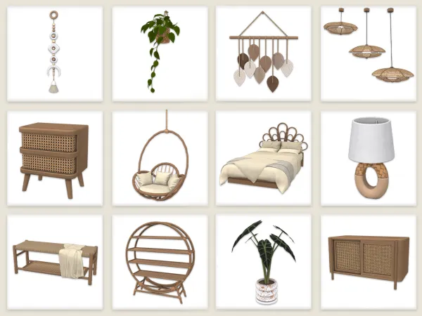 Maxis Match Boho Bedroom by comiko - The Sims 4 Custom Content