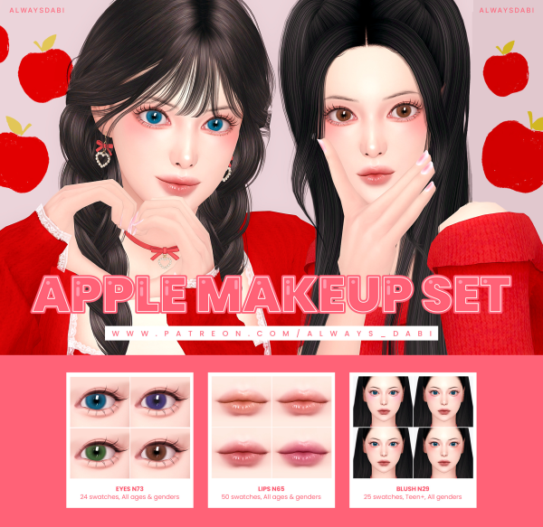 Maxis Match [AlwaysDabi] Apple makeup set by simsfinds - The Sims 4 Custom Content