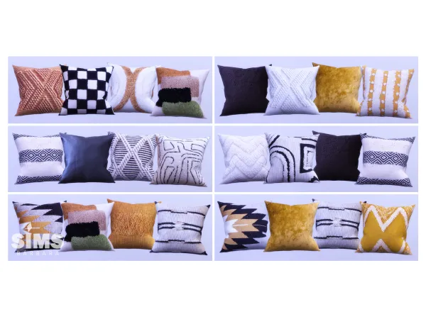 Alpha Super Collection Boho Throw Pillow by simsfinds - The Sims 4 Custom Content
