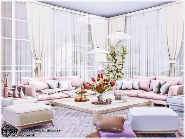 Mix LR35 Living Room by marychabb - The Sims 4 Custom Content