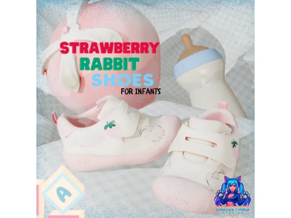 Strawberry Rabbit Shoes by pastelpaws