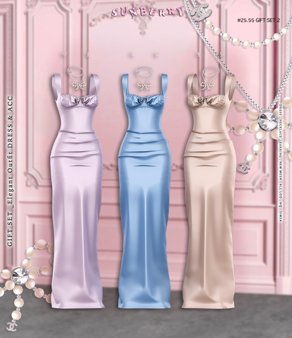 Alpha [SUNBERRY] 2555 GIFT SET2Elegant Outfit Dress by simsfinds - The Sims 4 Custom Content