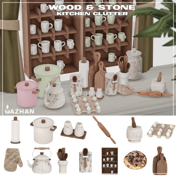 Mix [WOOD STONE] by simsfinds - The Sims 4 Custom Content