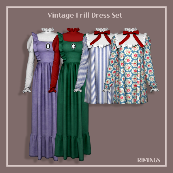 Alpha [RIMINGS] Vintage Frill Dress Set by simsfinds - The Sims 4 Custom Content