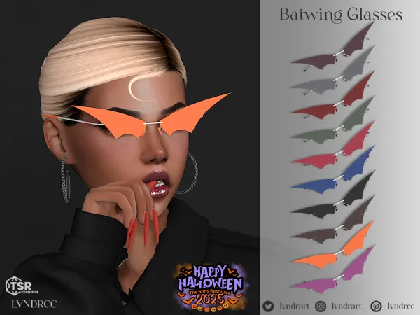 Alpha (Halloween 2025) Batwing Glasses by lvndrcc - The Sims 4 Custom Content