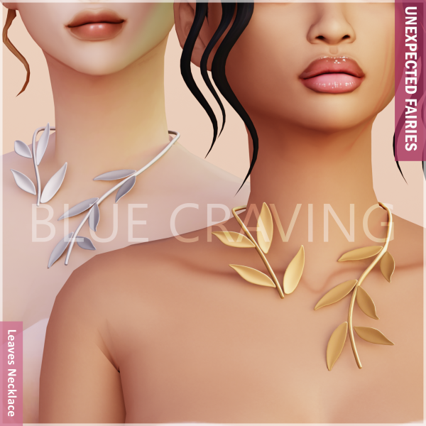 Maxis Match Blue Craving Leaves Necklace by bluecraving - The Sims 4 Custom Content