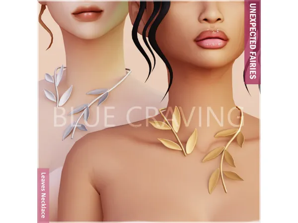Maxis Match Blue Craving Leaves Necklace - The Sims 4 Custom Content