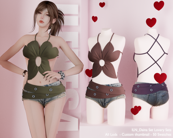 Alpha ILN Daina Set Outfit by ilenes4 - The Sims 4 Custom Content