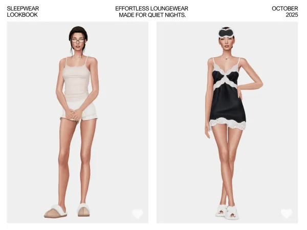 Mix SLEEPWEAR LOOKBOOK by pixelglam - The Sims 4 Custom Content