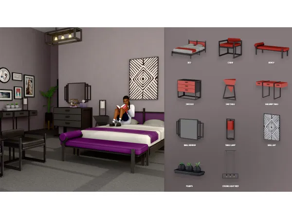 Maxis Match FRAME BEDROOM by modcollective - The Sims 4 Custom Content