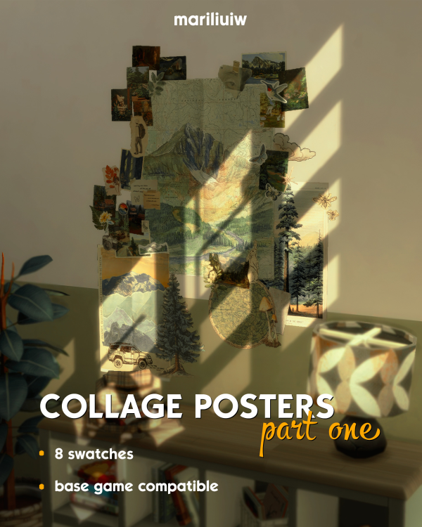 Maxis Match RECOLOUR collage posters by simsfinds - The Sims 4 Custom Content