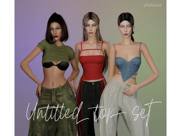 Alpha Untitled top set by plazasims - The Sims 4 Custom Content