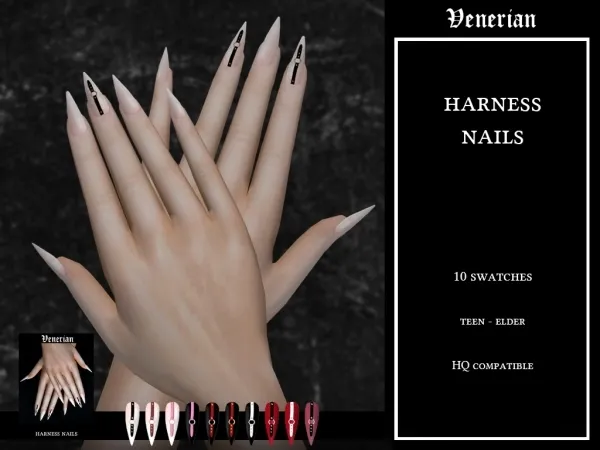 Alpha Harness Nails by Venerian - The Sims 4 Custom Content