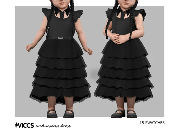 Mix VICCS_WEDNESDAY DRESS (TODDLER VERSION) - The Sims 4 Custom Content