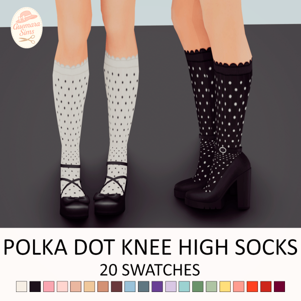 Maxis Match Polka Dot Knee High Socks by simsfinds - The Sims 4 Custom Content