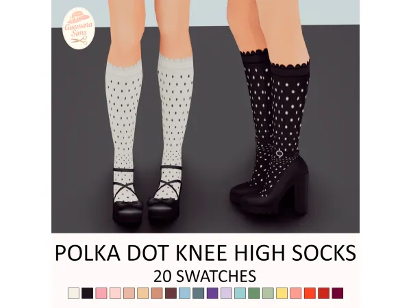 Maxis Match Polka Dot Knee High Socks by Guemara - The Sims 4 Custom Content