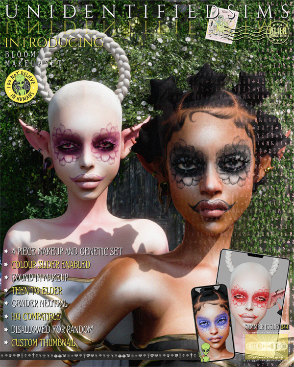 Mix bloom makeup and genetics set by unidentifiedsims - The Sims 4 Custom Content