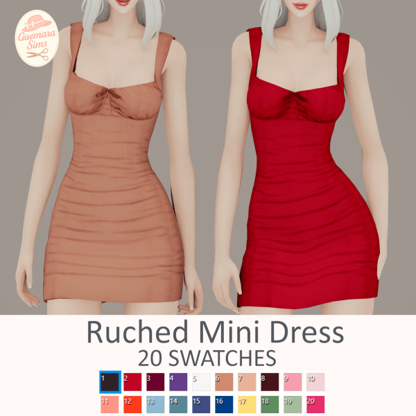 Mix Ruched Mini Dress by simsfinds - The Sims 4 Custom Content