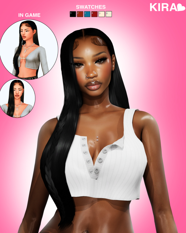 Alpha KIRA HAIR by simsfinds - The Sims 4 Custom Content