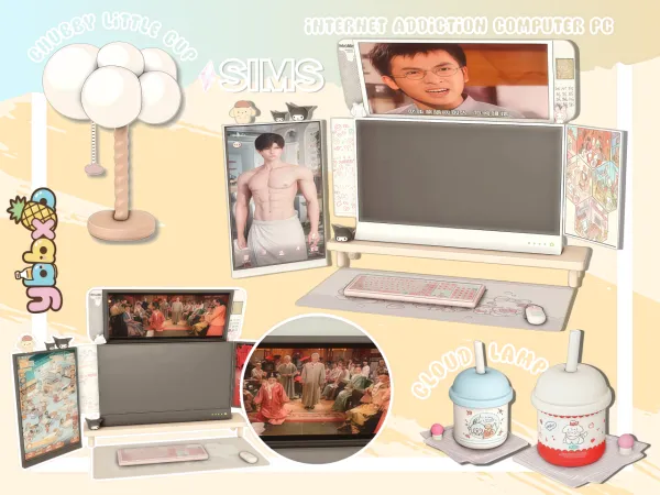 Mix Multi screen computer setup by simsybbxb - The Sims 4 Custom Content