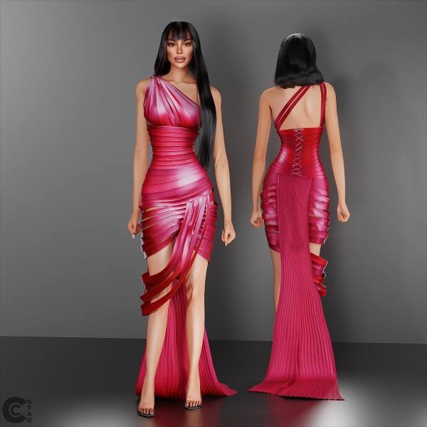 Mix Fluid Sculpted Draped Dress cool_content_star by cool_content_star - The Sims 4 Custom Content