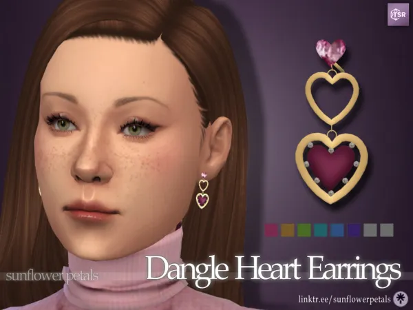 Mix Dangle Heart Earrings by sunflowerpetals - The Sims 4 Custom Content