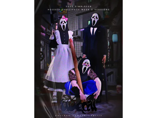 Alpha (Bluepill) hooded ghostface mask 3 versions - The Sims 4 custom content