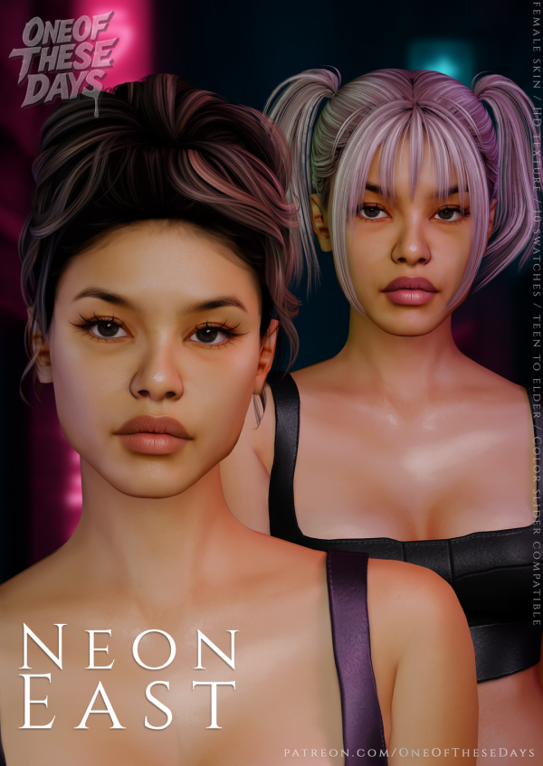 Alpha Neon East SKIN nosemask lipstick tray files by oneofthesedays - The Sims 4 Custom Content