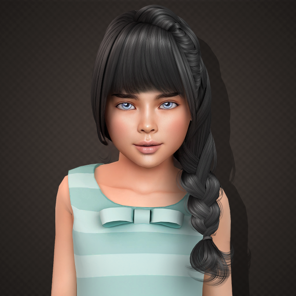 Alpha Hairstyle for child by aurum - The Sims 4 Custom Content