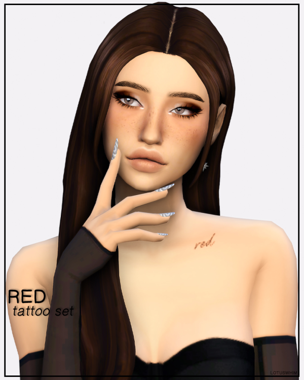 Mix Red Tattoo Set by lotuswhimcc - The Sims 4 Custom Content
