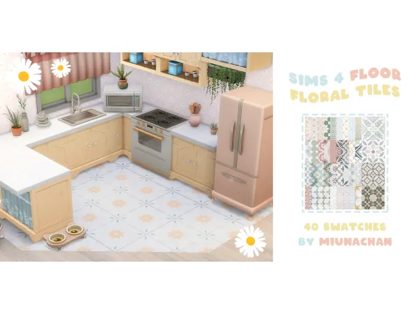 Maxis Match Floral Floor Tiles by miunachan_sims4 - The Sims 4 Custom Content