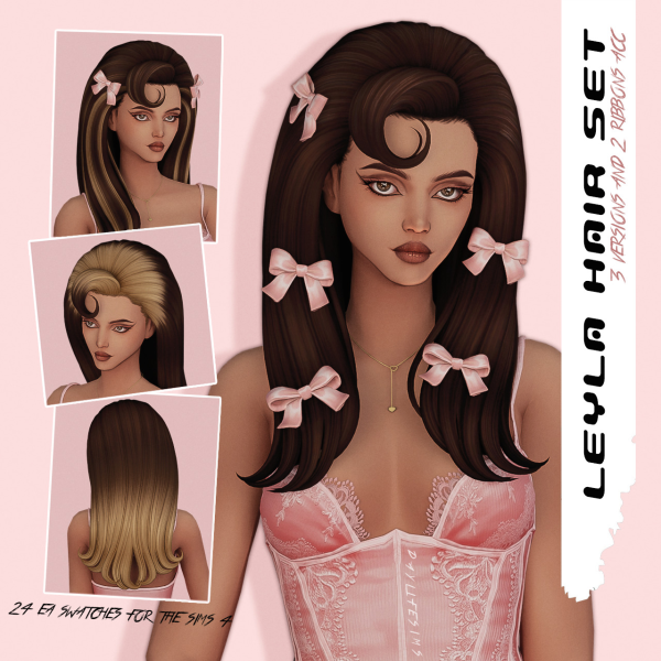 Maxis Match LEYLA HAIR SET by simsfinds - The Sims 4 Custom Content
