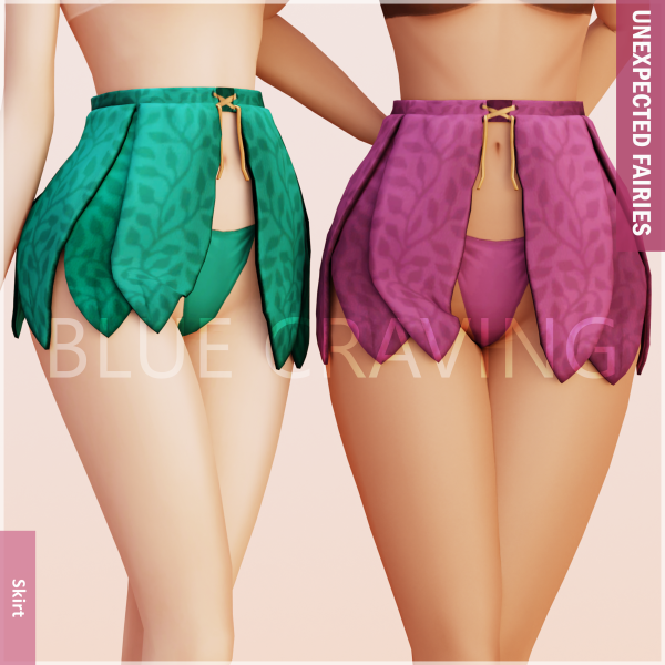 Alpha Blue Craving Fairy Leaves Skirt by bluecraving - The Sims 4 Custom Content