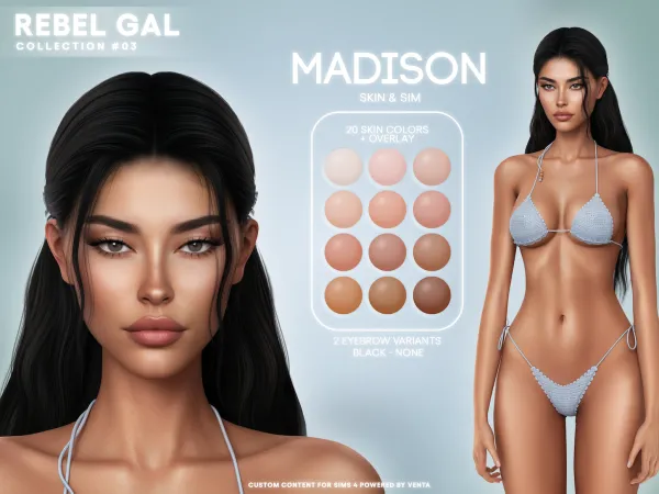 Alpha Rebel Gal Madison Skin (Gift) by bergdorfsims - The Sims 4 Custom Content