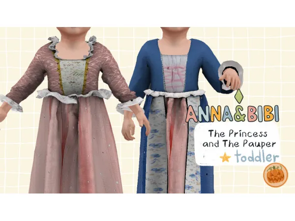 Mix Barbie as The Princess and The Pauper Toddler Edition AnnaBibi - The Sims 4 Custom Content
