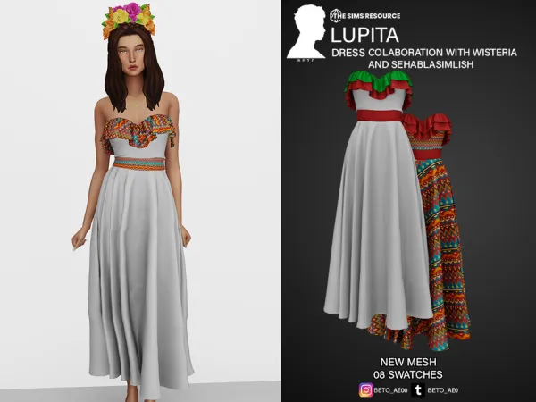 Alpha Lupita (Dress) by thesimsresource - The Sims 4 Custom Content