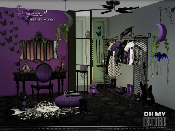 Alpha Oh My Goth Beauty Room by simcredible - The Sims 4 Custom Content