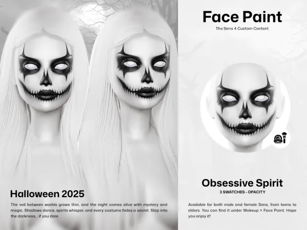 Alpha CUZISLAY Obsessive Spirit Face Paint by cuzislay - The Sims 4 Custom Content