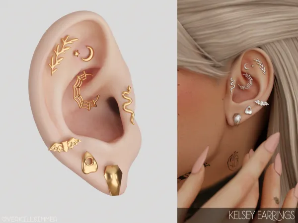 Alpha Kelsey earrings by overkillsimmer - The Sims 4 Custom Content