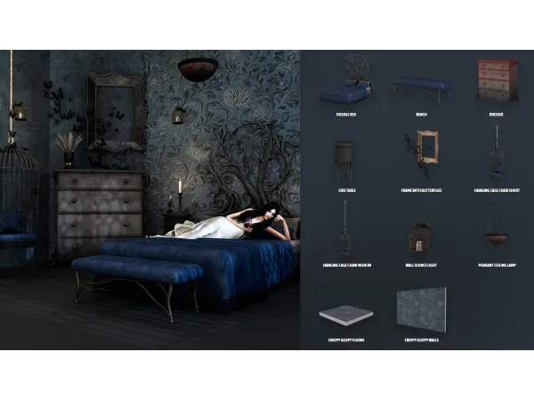 Alpha Creepy Sleepy Bedroom by modcollective - The Sims 4 Custom Content