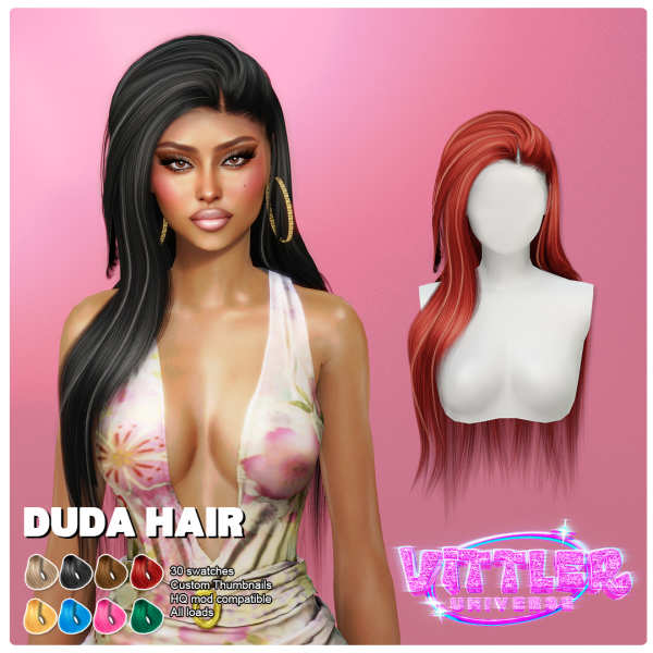 Alpha Duda Female Hair by simsfinds - The Sims 4 Custom Content