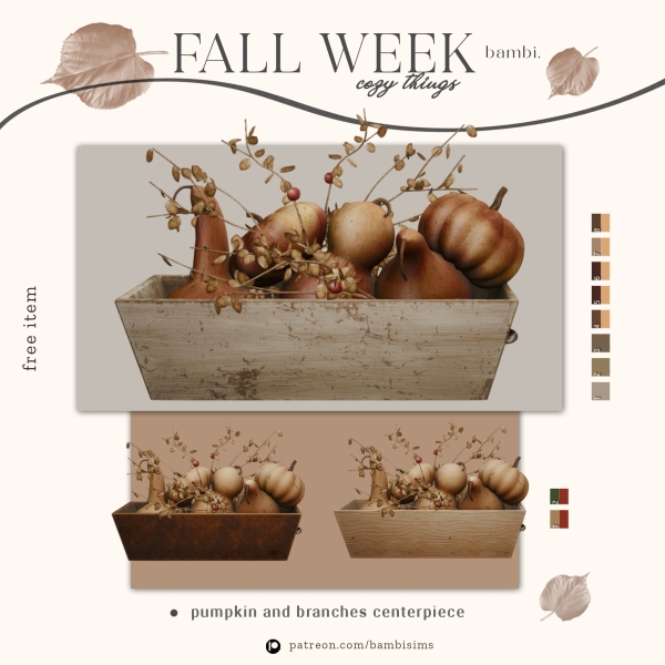 Alpha fall week table centerpiece by bambisims - The Sims 4 Custom Content