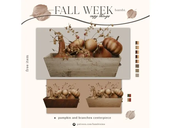 Alpha fall week table centerpiece - The Sims 4 Custom Content