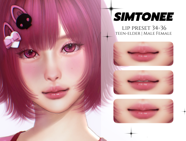 Mix Simtonee Lip Preset 34 36 by simsfinds - The Sims 4 Custom Content