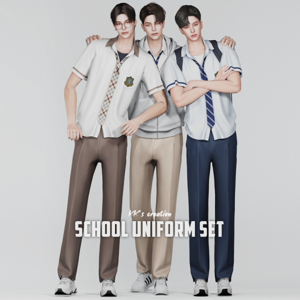 Alpha [KK] School uniform set by simsfinds - The Sims 4 custom content