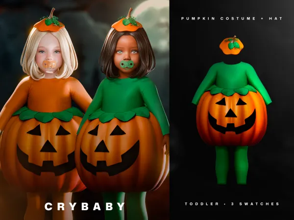 Alpha CRYBABY Pumpkin Costume Hat (Halloween) by crybaby - The Sims 4 Custom Content