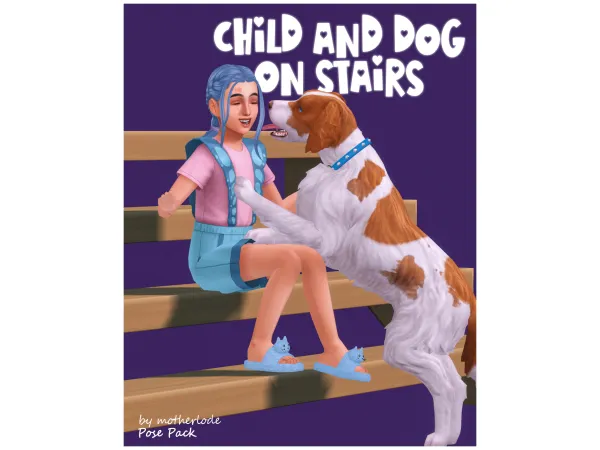 Pose Pack: Child and Dog on Stairs by motherlode199