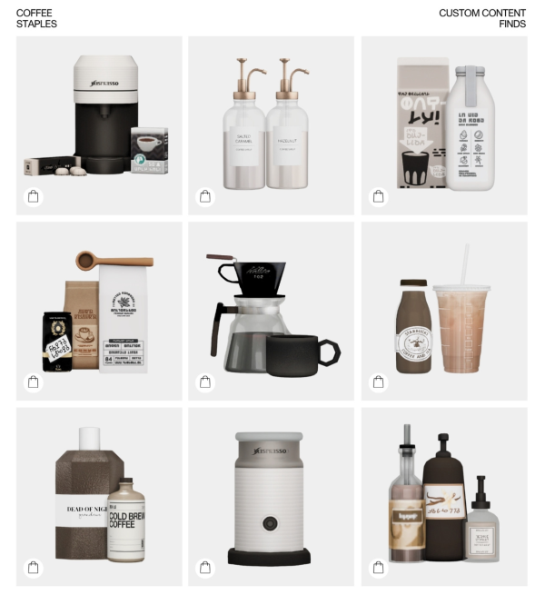 Mix COFFEE STAPLES by simsfinds - The Sims 4 Custom Content
