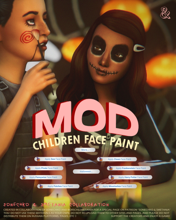 Maxis Match children face paint mod by simsfinds - The Sims 4 Custom Content