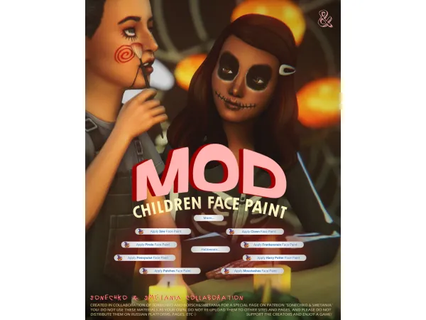 Maxis Match children face paint mod by SonechkoSmetania - The Sims 4 Custom Content